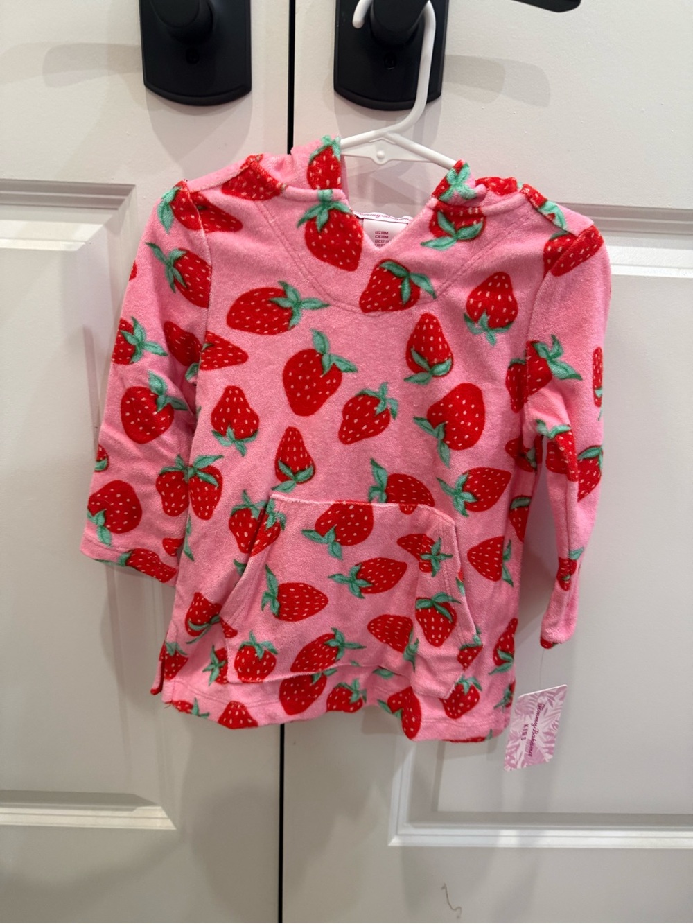 Pink Strawberry Print Toddler Bathing Suit Cover Up